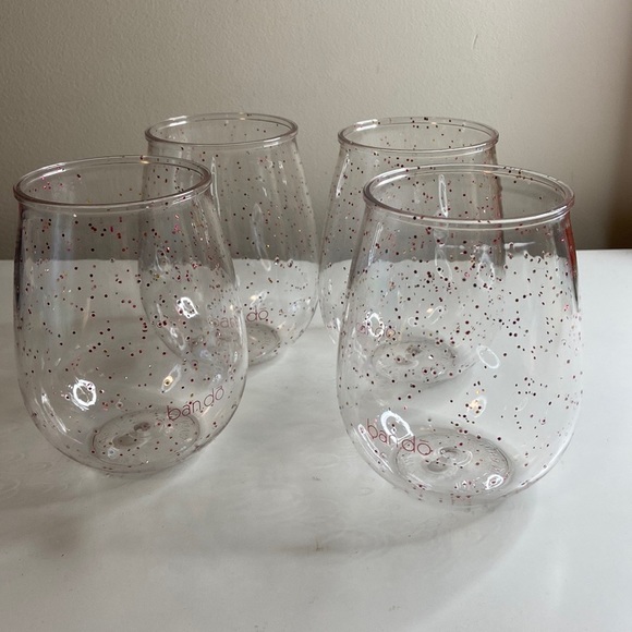 Bando Dining Bando Acrylic Glitter Wine Glasses Set Of 4 Nwb Poshmark